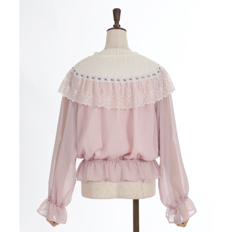 チュールレースシアートップス[品番：IGAW0004869]｜axes femme