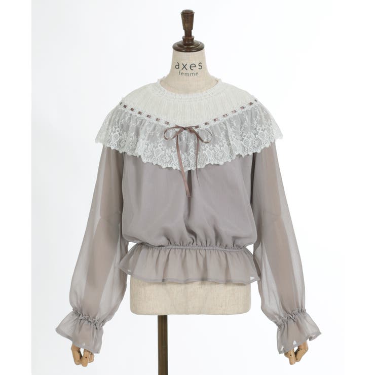 チュールレースシアートップス[品番：IGAW0004869]｜axes femme