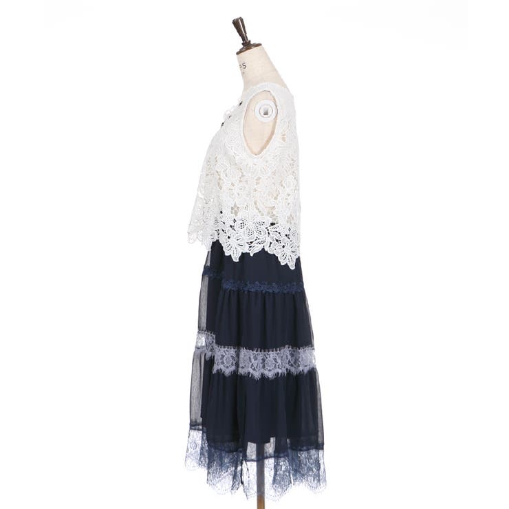 【送料無料/新品】 ドッキングティアードOP[品番：IGAW0001985]｜axes femme ワンピース