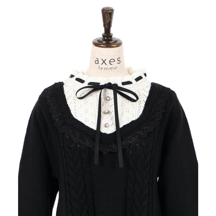 ブロッキングニットワンピース[品番：IGAW0001147]｜axes femme