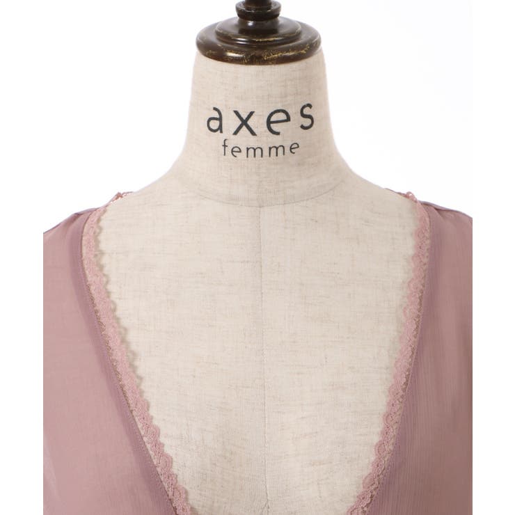 axes femme / シアー×チュールレースガウン F サックス Y-25-03-23-044-AX-TO-SZ-OS シアー×チュールレースガウン[品番：IGAW0003828]｜axes femme