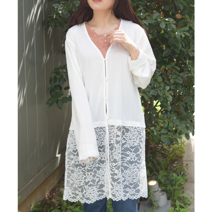 白 | ＵＶカットレース切替カーデ | axes femme