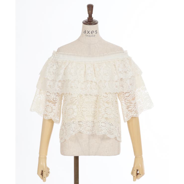 axes femme - 【2点セット】2wayチュニックブラウス、チュールレーススカート axes femme - 【2点セット】2wayチュニックブラウス、チュール