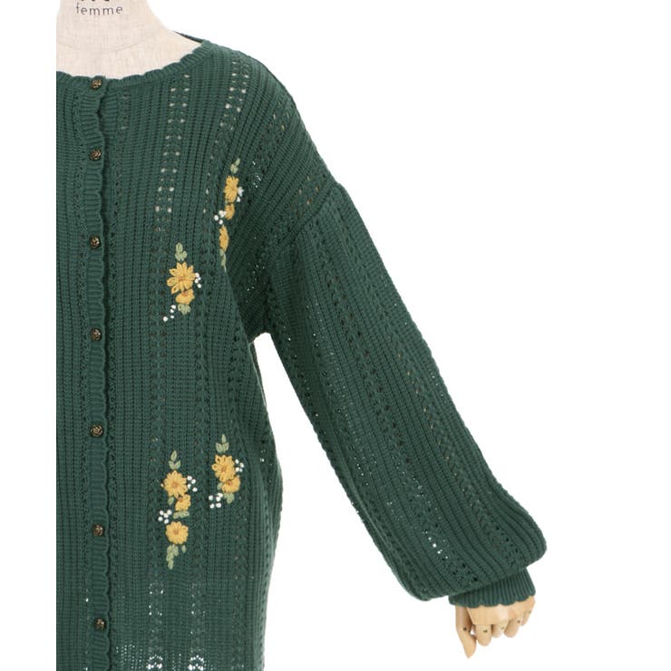 オリジナル手刺繍ロングカーデ[品番：IGAW0000293]｜axes femme