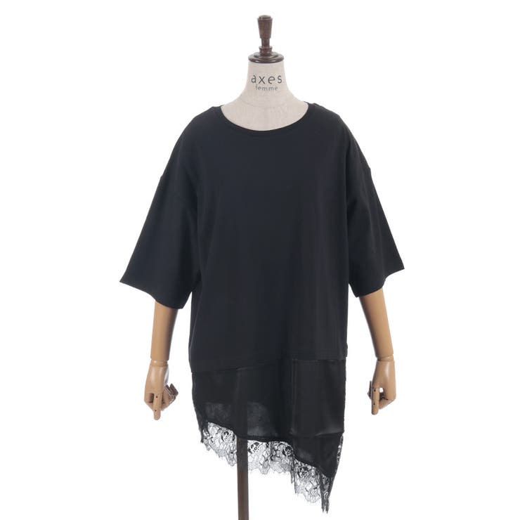 黒 | レースドッキングＴシャツ | axes femme