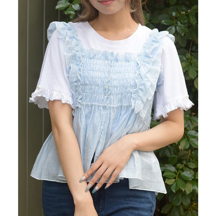 サックス | ビスチェ×Ｔシャツセット | axes femme