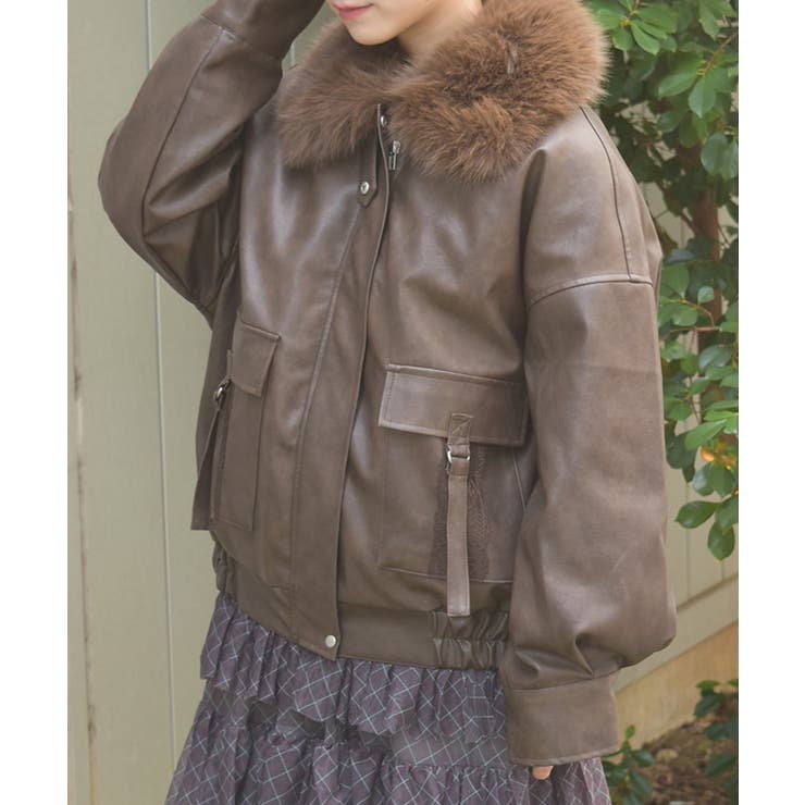ファー付合成皮革ブルゾン[品番：IGAW0006975]｜axes femme