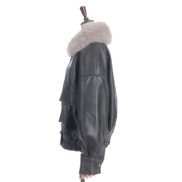 ファー付合成皮革ブルゾン | axes femme | 詳細画像11 