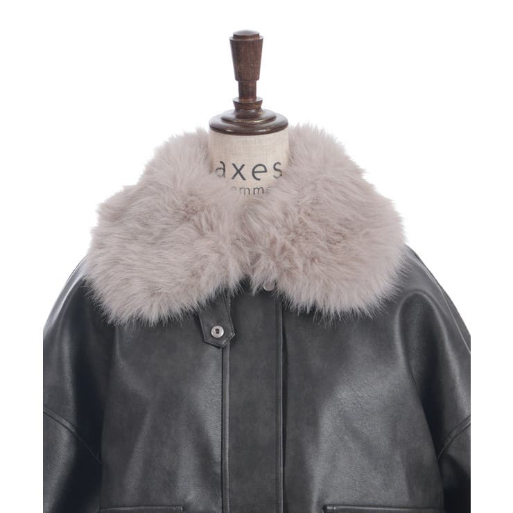ファー付合成皮革ブルゾン | axes femme | 詳細画像13 