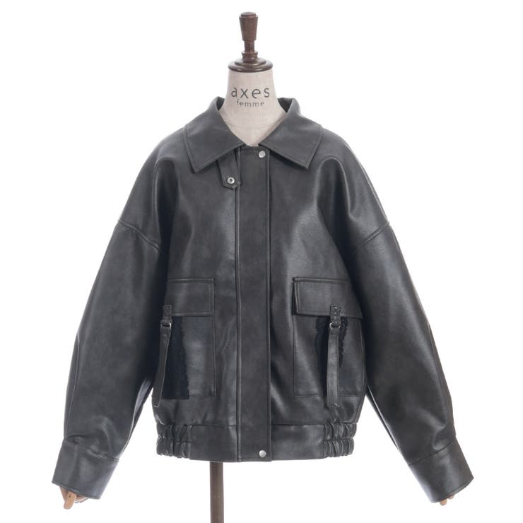 ファー付合成皮革ブルゾン | axes femme | 詳細画像15 