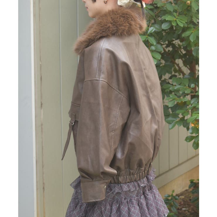 ファー付合成皮革ブルゾン | axes femme | 詳細画像2 