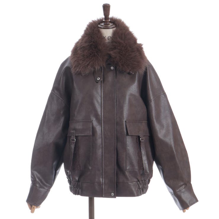 ファー付合成皮革ブルゾン[品番：IGAW0006975]｜axes femme