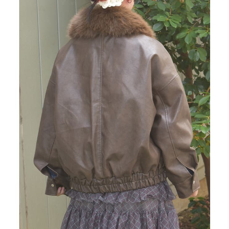 ファー付合成皮革ブルゾン | axes femme | 詳細画像3 