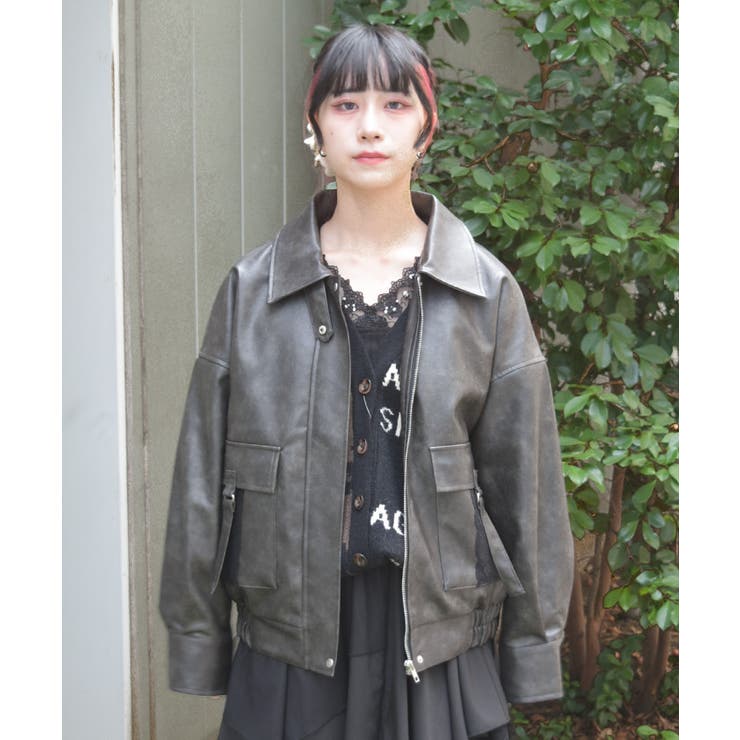 ファー付合成皮革ブルゾン | axes femme | 詳細画像8 