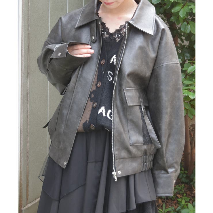 ファー付合成皮革ブルゾン | axes femme | 詳細画像9 