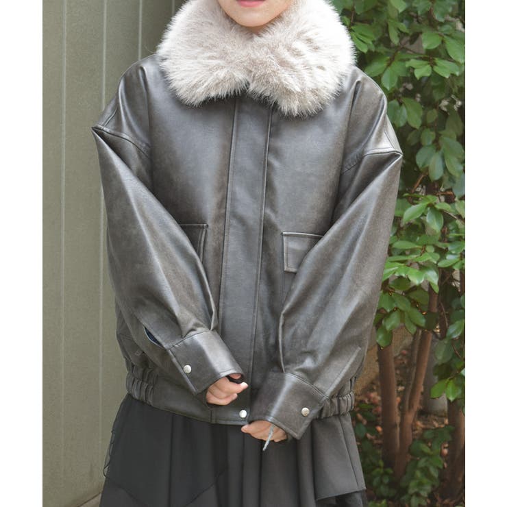 ファー付合成皮革ブルゾン[品番：IGAW0006975]｜axes femme