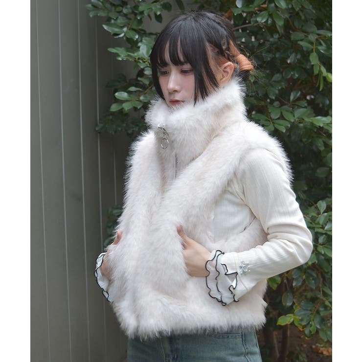 ミックスファーベスト | axes femme | 詳細画像5 