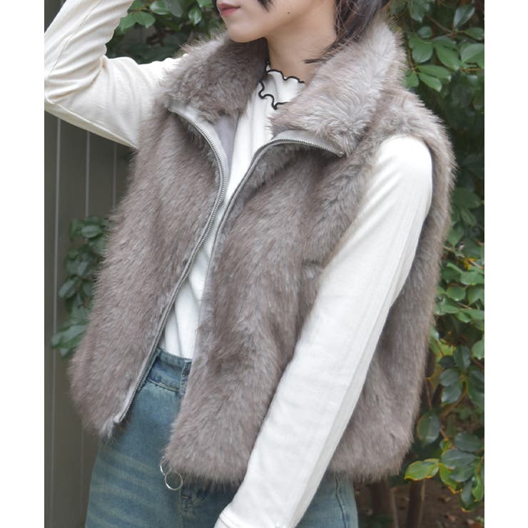 グレー | ミックスファーベスト | axes femme