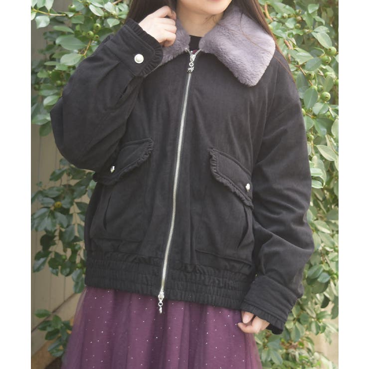 黒 | ファー襟コーデュロイコート | axes femme