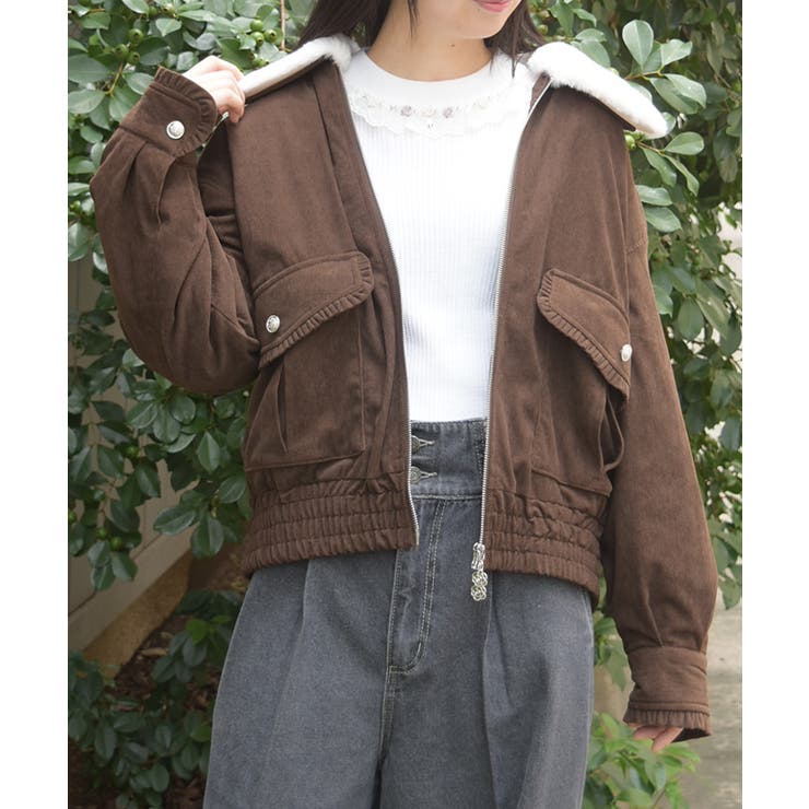 Ｄブラウン | ファー襟コーデュロイコート | axes femme