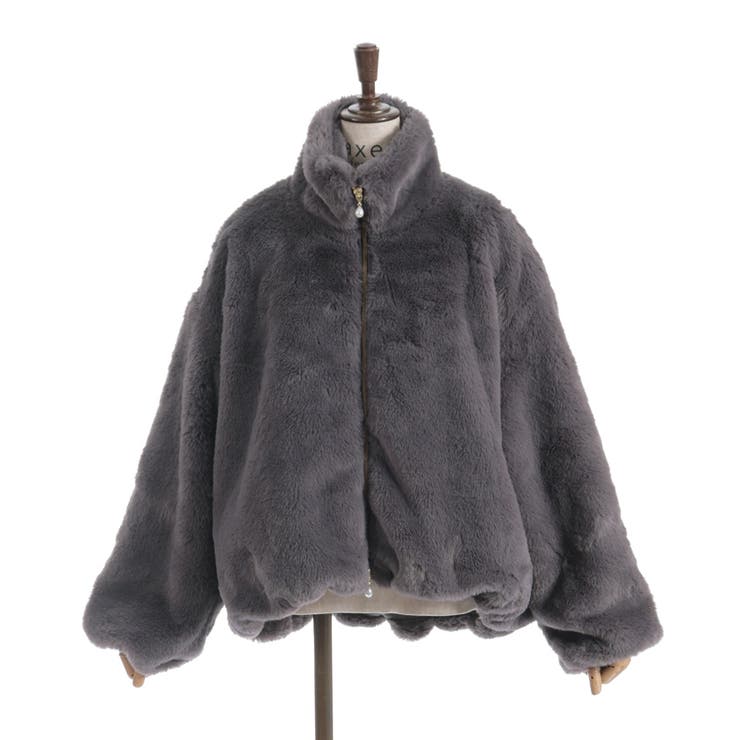 チャコール | ラビットライクファーコート | axes femme