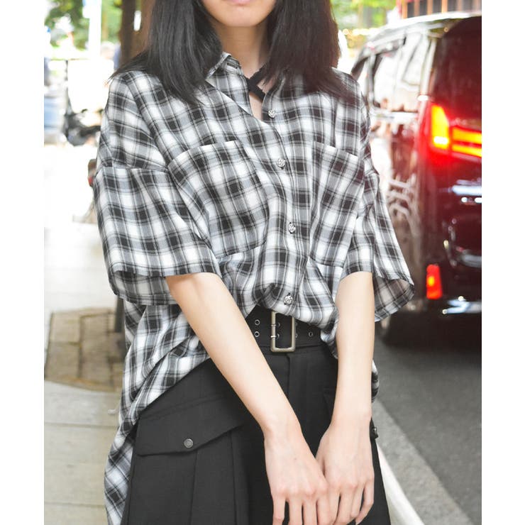 黒 | オーバーチェックシャツ | axes femme