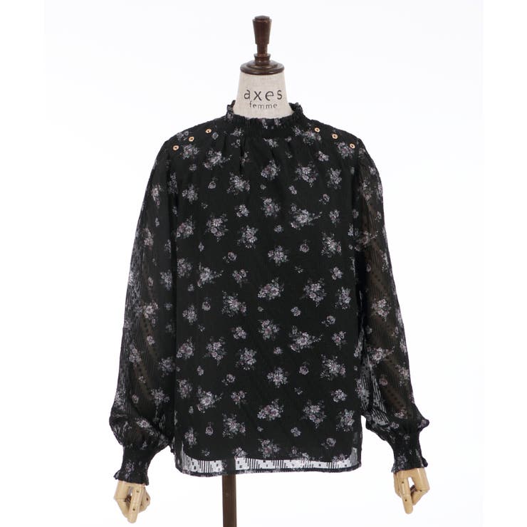 信頼も高い ドビー花柄ハイネックブラウス[品番：IGAW0001597]｜axes femme シャツ/ブラウス(長袖/七分)