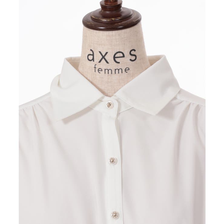 axes femme 前タック半袖シャツブラウス