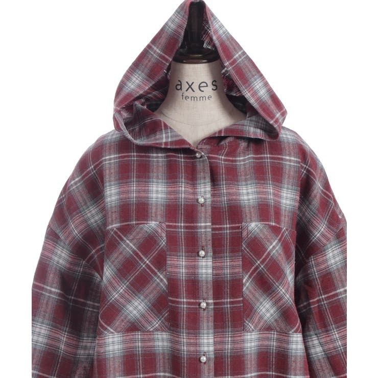フード付きチェック柄シャツ | axes femme | 詳細画像7 