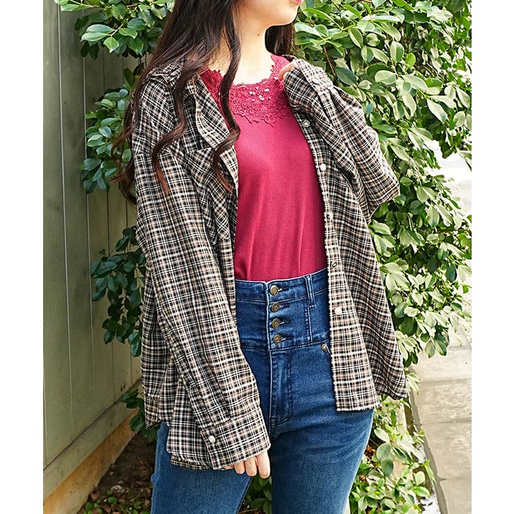 黒 | フード付シアーチェックシャツ | axes femme
