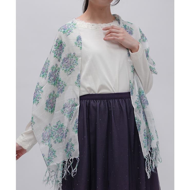 ブーケ柄プリントストール | axes femme | 詳細画像1 