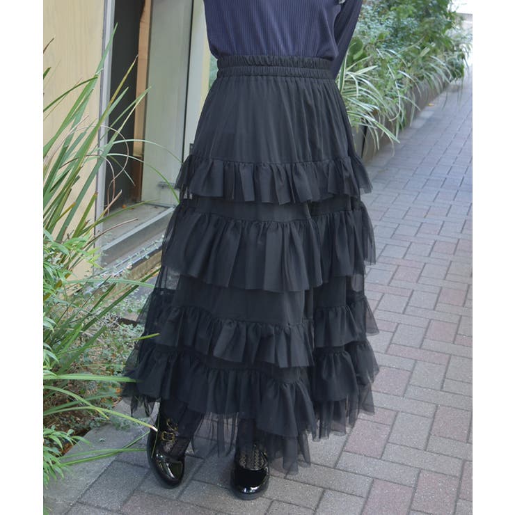 ペチ付フリルチュールスカート | axes femme | 詳細画像5 