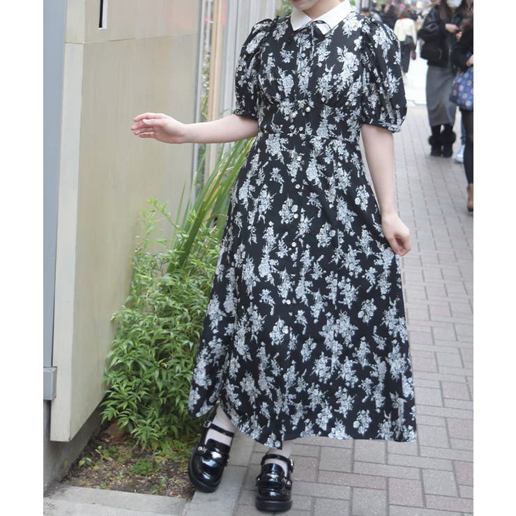 フラワー柄ハイウエストワンピース | axes femme | 詳細画像9 
