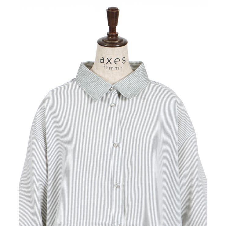 レース使いストライプシャツ[品番：IGAW0001965]｜axes femme