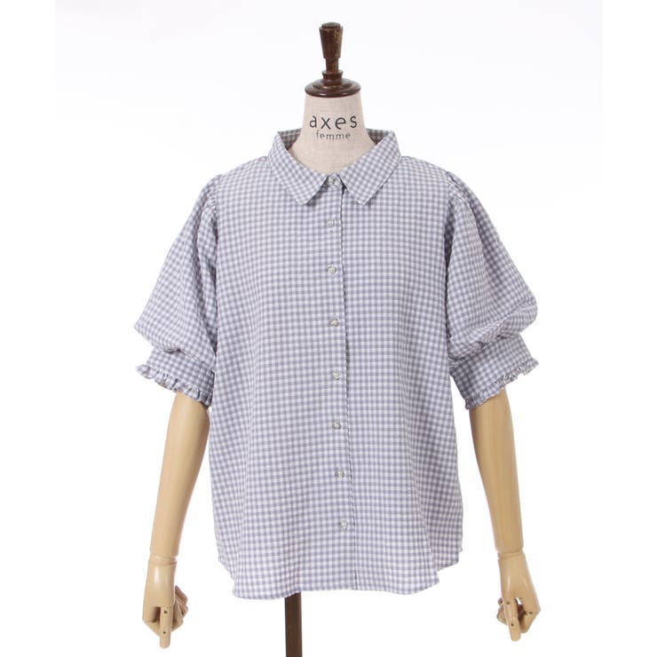 美品✨フォクシー パフスリーブブラウス ホワイト 比翼 シェルボタン 42 近年 Charme par Eclat】ウォッシャブル タック比翼