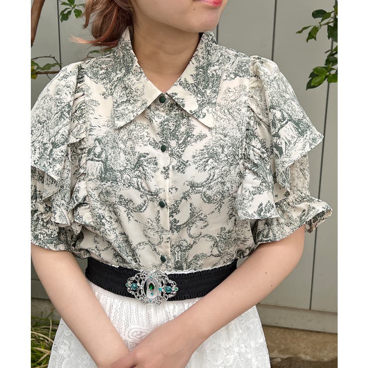 タイ付トワルドジュイ風柄ブラウス[品番：IGAW0003699]｜axes