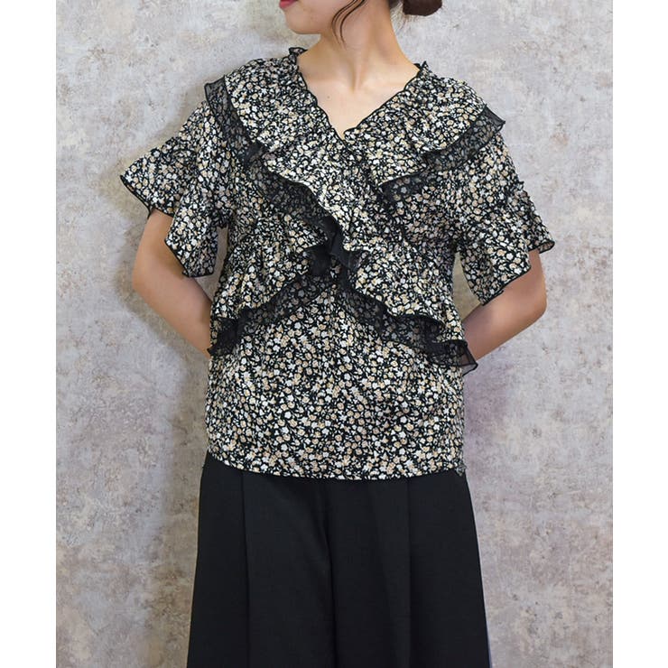 黒 | ２ＷＡＹフリル×チュールブラウス | axes femme