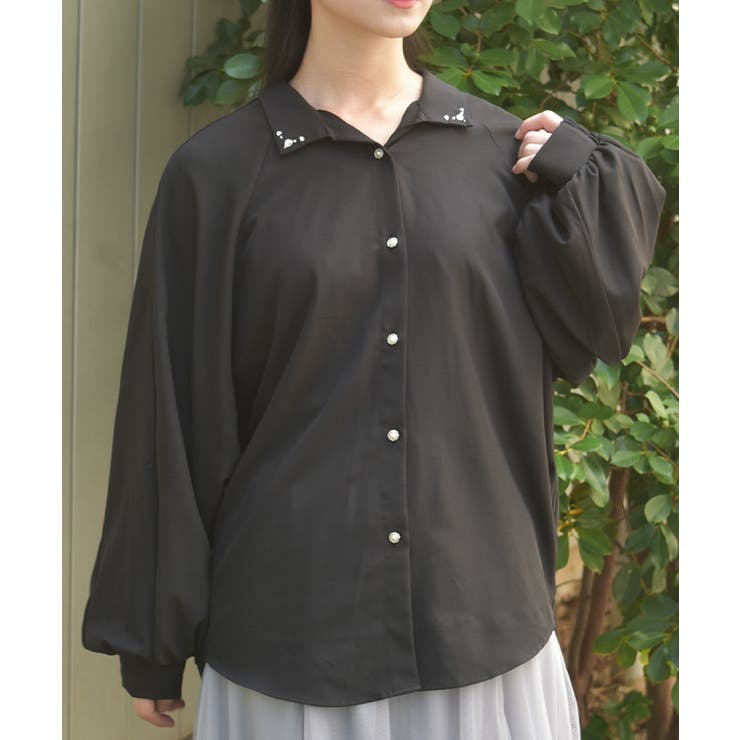 黒 | スキッパー風シャツチュニック | axes femme