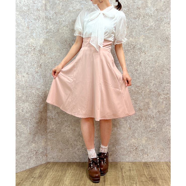 ピンク | ボウタイドッキングワンピース | axes femme