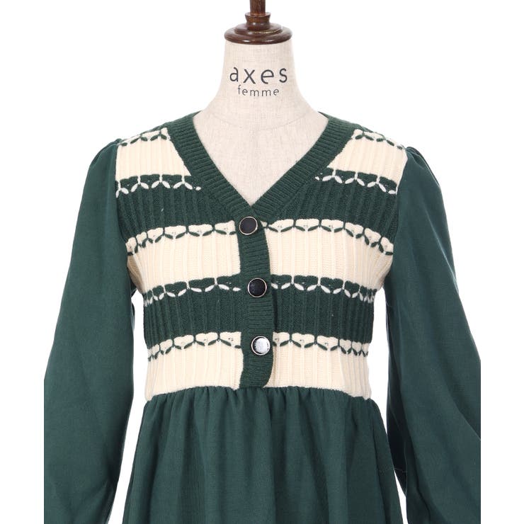 axes ニットセーターワンピースなど ニット切替ワンピース[品番：IGAW0005661]｜axes femme