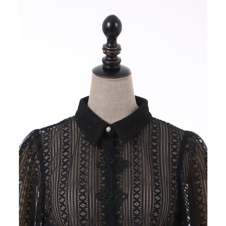 チャイナボタンレースブラウス[品番：IGAW0003903]｜axes femme