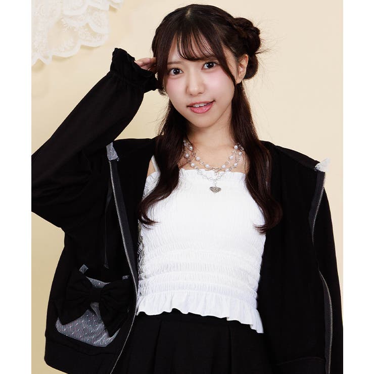 白 | カップ付きシャーリングキャミ | axes femme