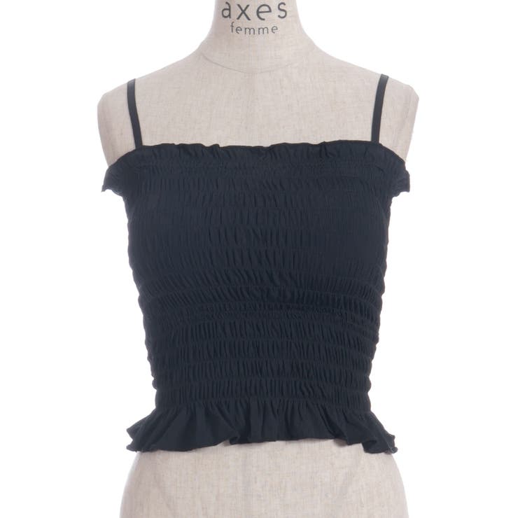 黒 | カップ付きシャーリングキャミ | axes femme