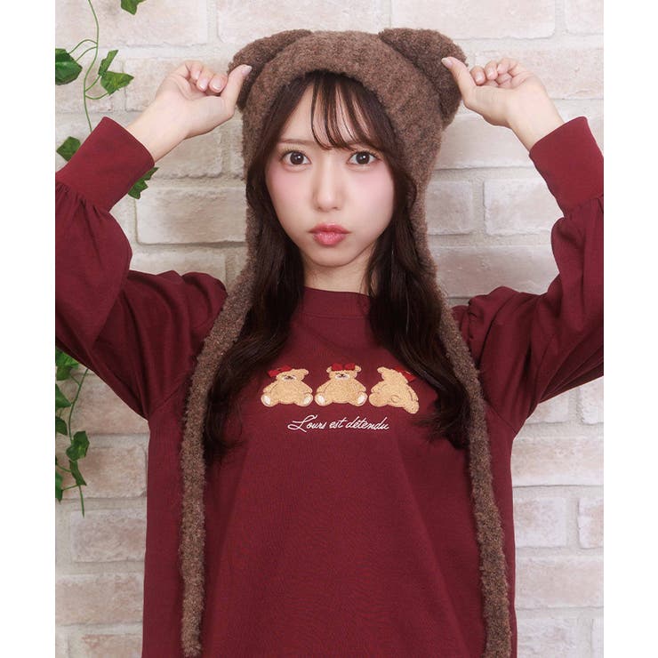 紐付きくまミミニットキャップ | axes femme | 詳細画像1 