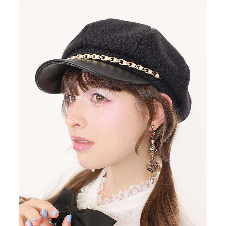 黒 | パールチェーンキャスケット | axes femme