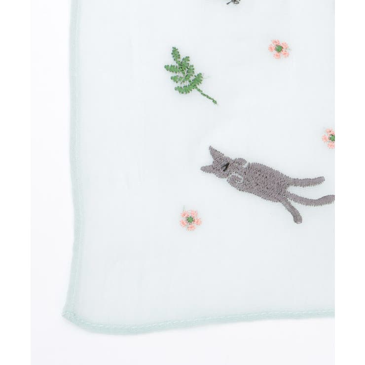 H.P. FRANCE アッシュペーフランス 猫 キャット 刺繍 大判