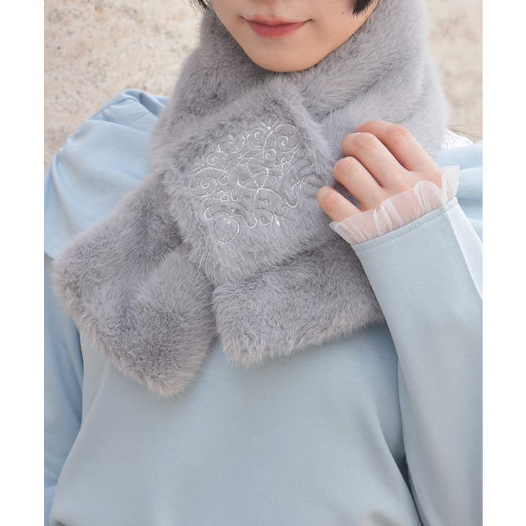 グレー | 刺繍ファーティペット | axes femme