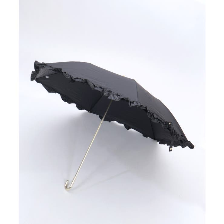 黒 | 軽量フリルＵＶ折りたたみ傘 | axes femme