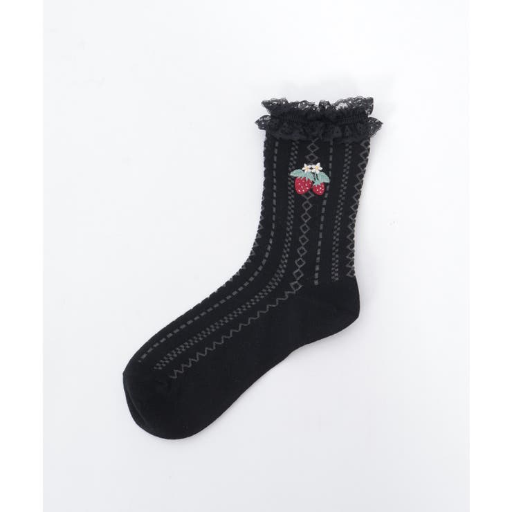 苺刺繍レース透かしソックス | axes femme | 詳細画像14 