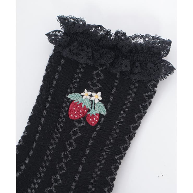 苺刺繍レース透かしソックス | axes femme | 詳細画像15 